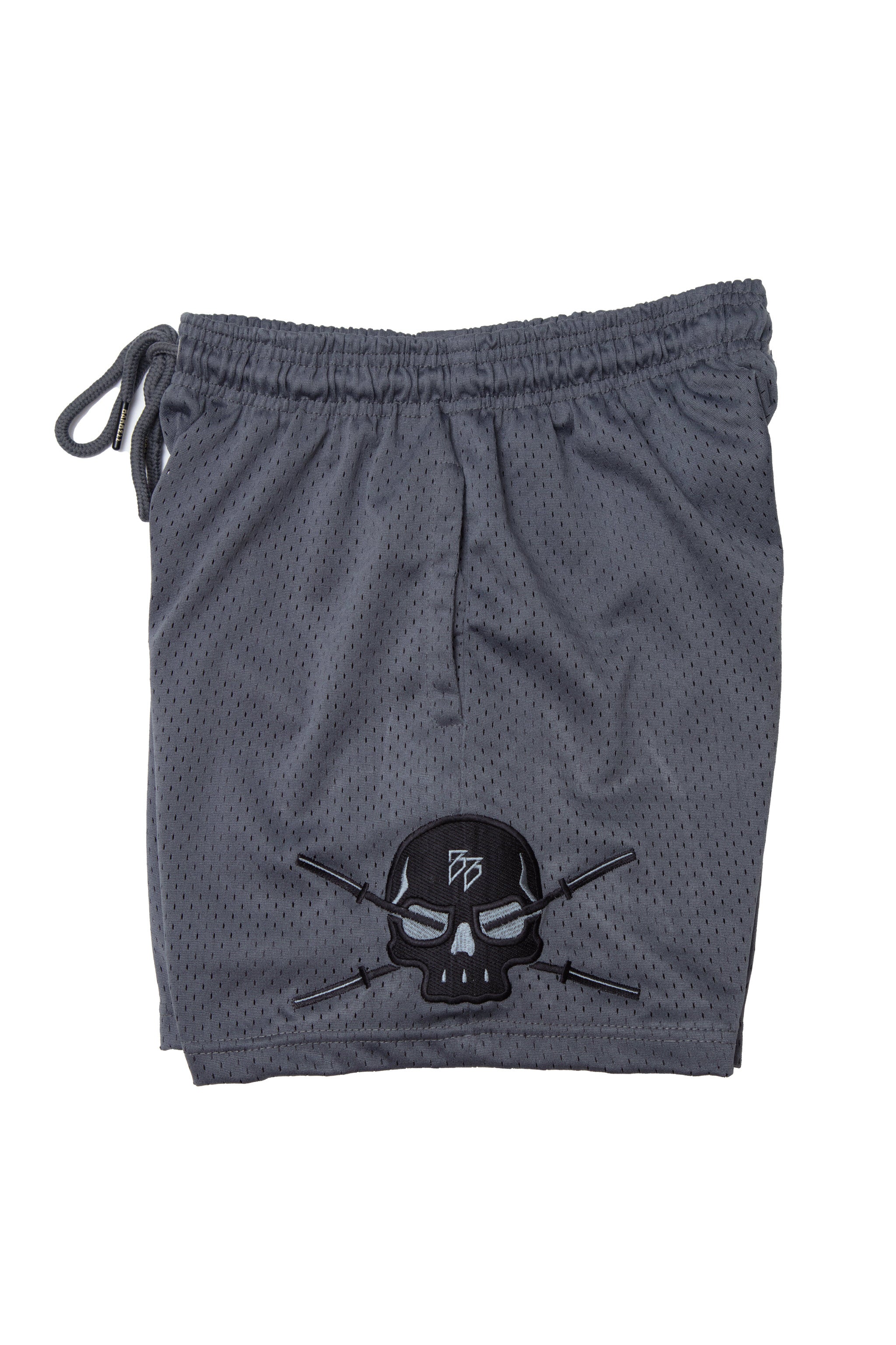 New Limits - Mesh Shorts (Grey With Black Skull)