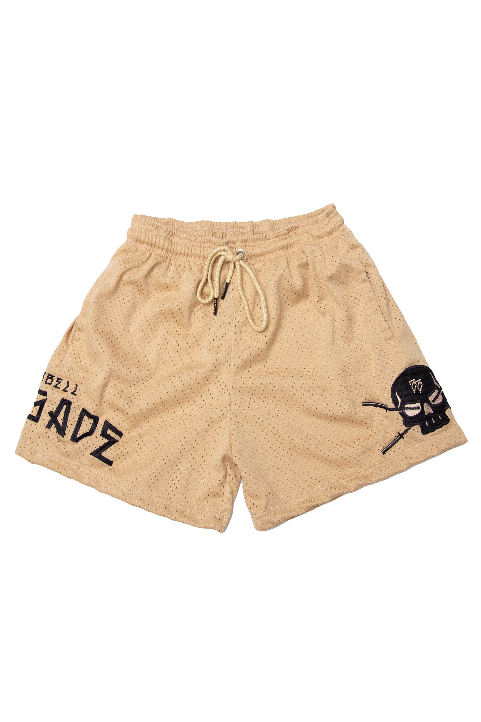 New Limits - Mesh Shorts (Tan With Black Skull)