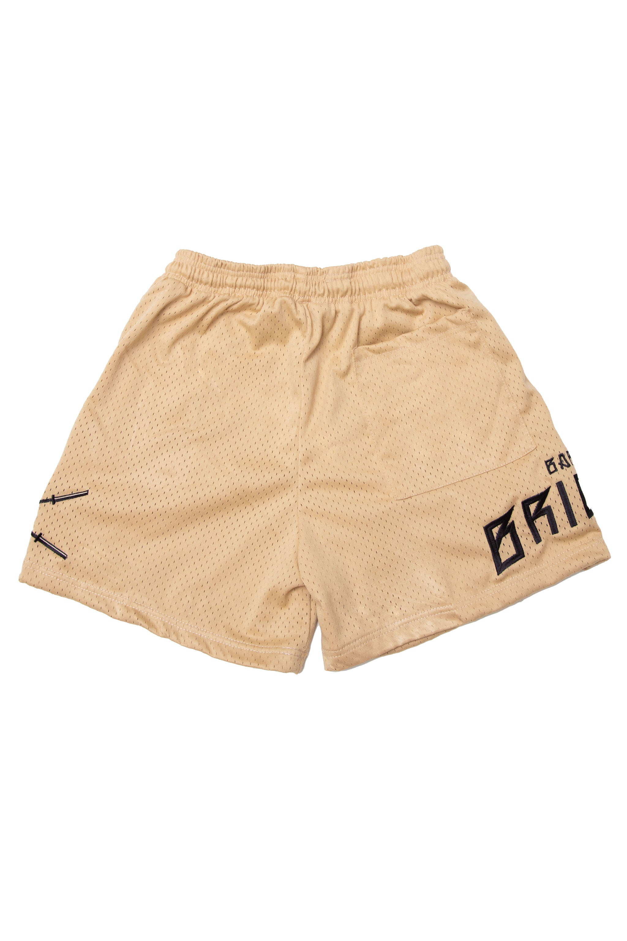 New Limits - Mesh Shorts (Tan With Black Skull)