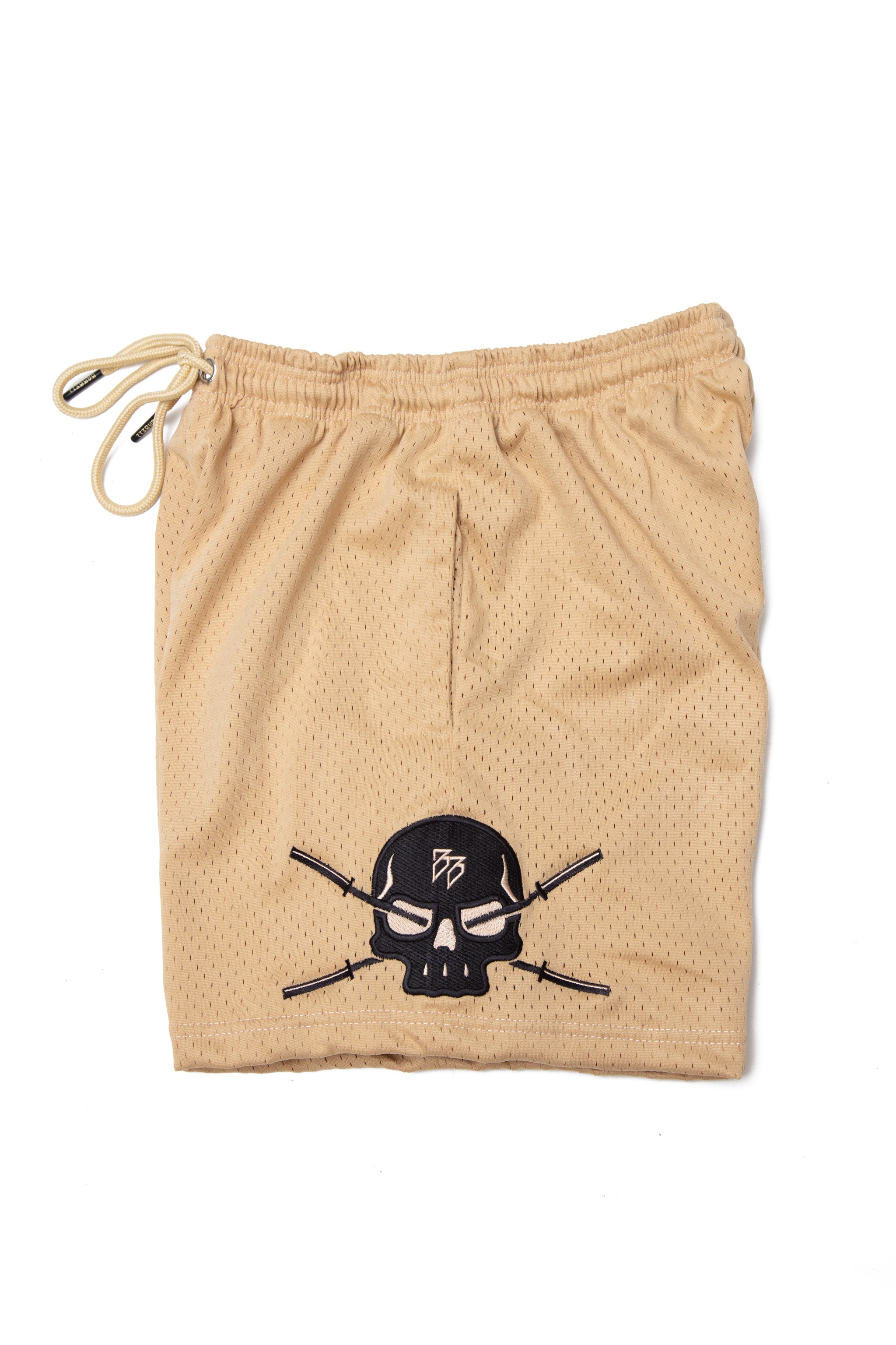 New Limits - Mesh Shorts (Tan With Black Skull)