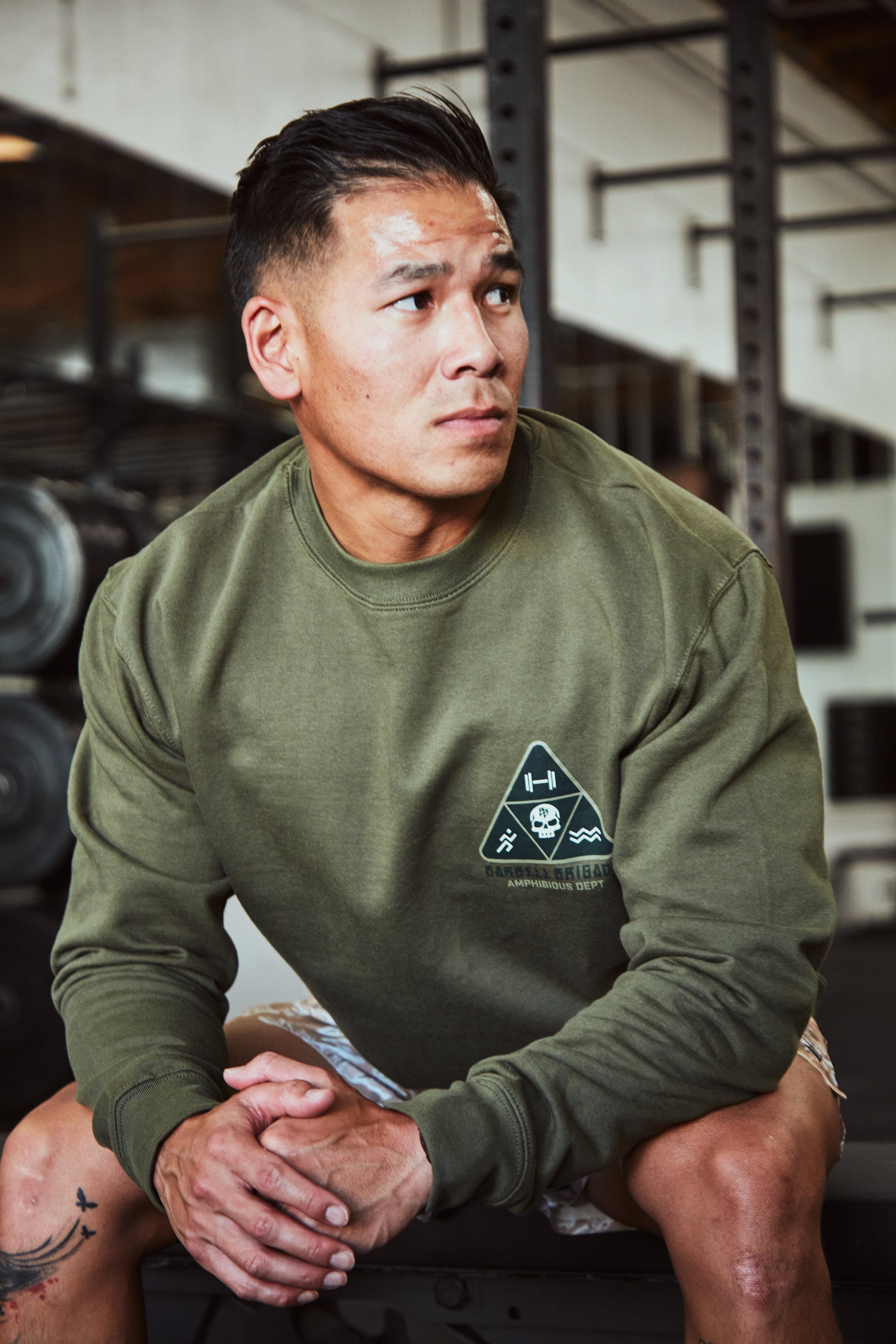Lift Run Swim - Midweight Crewneck (Army)